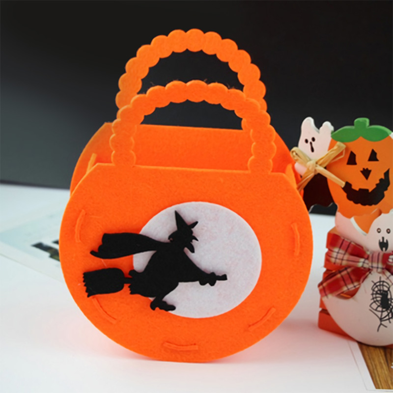 할로윈 도트손잡이 펠트사탕바구니 [마녀] / 11552