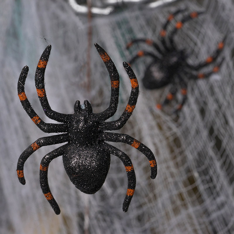 럭셔리할로윈 리얼장식 글리터 거미모형 10cm 2입 [오렌지] / 3509179