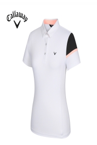 캘러웨이 여성 소매 배색 포인트 카라 반팔 티셔츠(CWTYJ-6664)