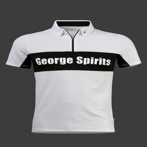 George Spirits 조지스피리츠 어페럴 리미티드 에디션  남성 컬러 블록 배색 레터링 포인트 반집업 카라티셔츠 (GMT-20211)