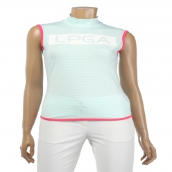 LPGA Golf Wear 여성 전판 스트라이프 터틀넥 민소매(L172TS782P)