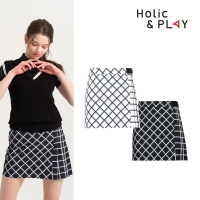 홀릭앤플레이(Holic&Play) 여성 체크 패턴 플레인 스커트 (HB2WCU009)