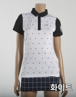 23구 골프 여성용 패턴 배색 폴로셔츠 1128MTO060