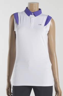 23구 골프 여성 숄더 배색 슬리브리스 셔츠 1129MTS063