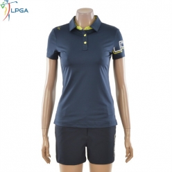 LPGA Golf Wear 여성 소매 로고 프린트 기획 티셔츠 L172TS961P 네이비