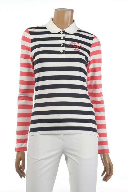 LPGA Golf Wear 여성 배색 스트라이프 긴팔 티셔츠  L171TS632P
