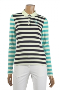 LPGA Golf Wear 여성 배색 스트라이프 긴팔 티셔츠  L171TS632P