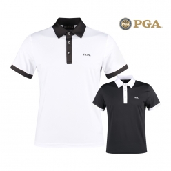PGA 남성 퍼포먼스 배색 반팔 골프셔츠 PG3BMTS117