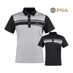 PGA 남성 퍼포먼스 배색 반팔 골프셔츠 PG3BMTS119