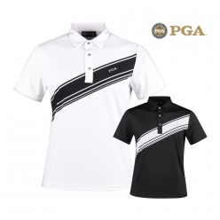 PGA 남성 퍼포먼스 배색 반팔 골프셔츠 PG3BMTS120