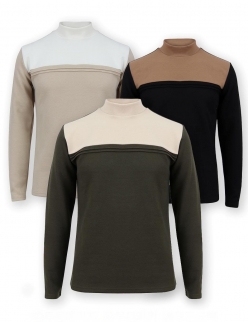 이카룩 멀티컬러 소프트 웜 투톤 절개 하프터틀넥 WIK-NIT131