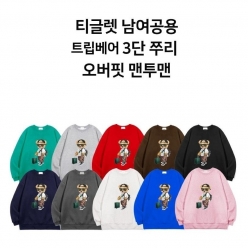 티글렛 남여공용 국내제조 트립베어 오버핏 쭈리 맨투맨