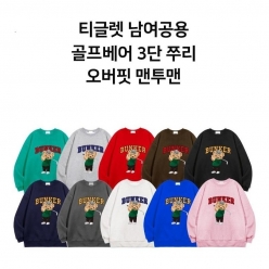 티글렛 남여공용 국내제조 골프베어 오버핏 쭈리 맨투맨