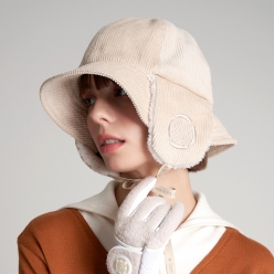 테크스킨 여성 코듀로이 이어머프 버킷햇