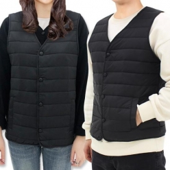 남녀공용 브이넥 경량 패딩 베스트