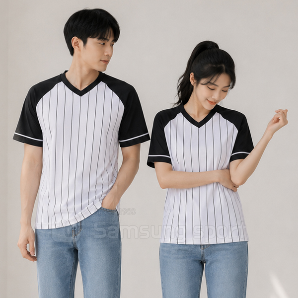 쿨론 스트라이프 브이넥 반팔 (5컬러)