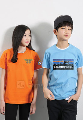 반팔 초등 반티 라운드 티셔츠 (오렌지, 소라)