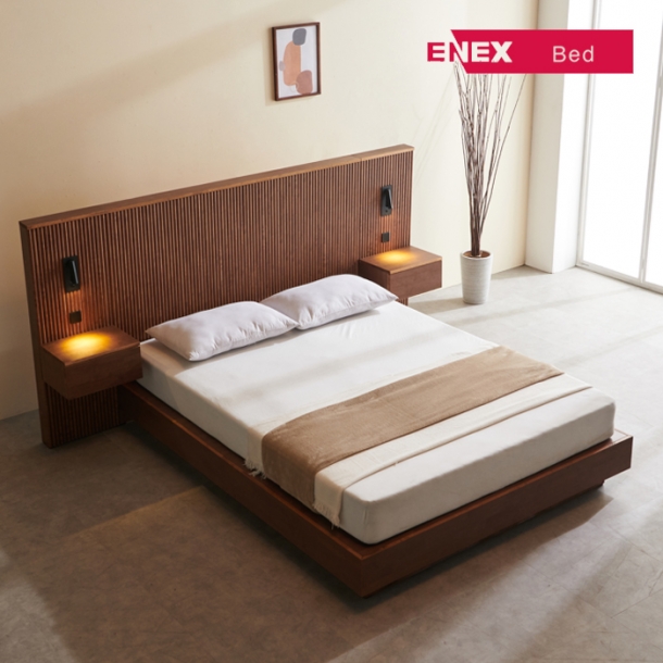 알레 LED 호텔형 템바보드 원목침대 + 매트리스 ★패키지★