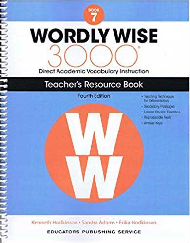 Wordly Wise 3000 4th Edition Book 7 Teacher Guide isbn 9780838877203