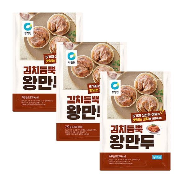 청정원 김치듬뿍 왕만두 770g x3개
