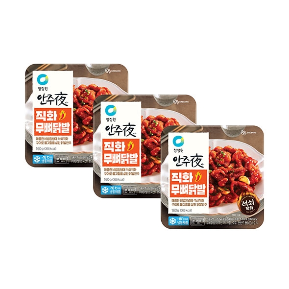 청정원 안주夜 직화무뼈닭발 160g x3개