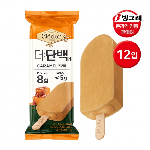 빙그레 끌레도르 더단백 바 카라멜 12개 단백질 아이스크림