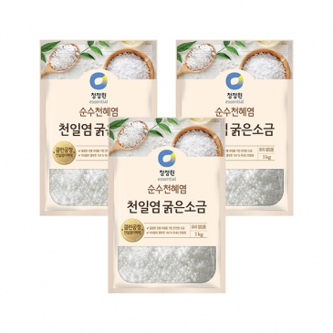 [명절식품] 청정원 천일염 굵은소금 1kg x3개