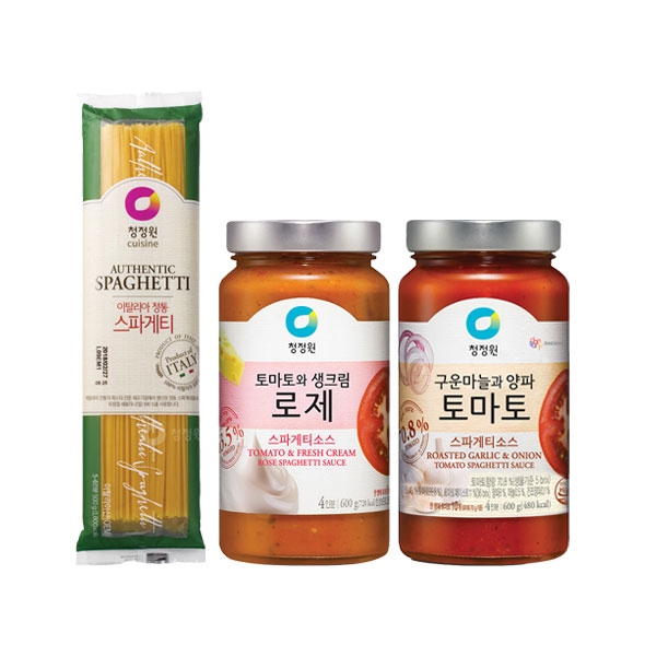 청정원 스파게티면 500g + 스파게티 소스 600g 2종(토마로,로제)