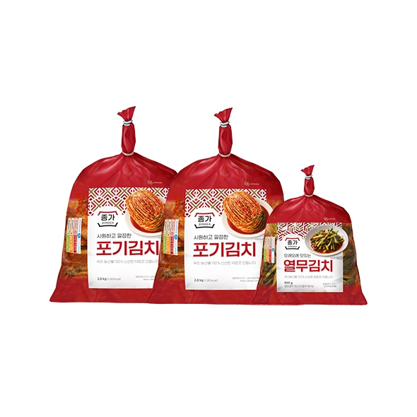 [타임특가]종가 시원하고 깔끔한 포기김치 2.8kgx2개+열무김치 900g