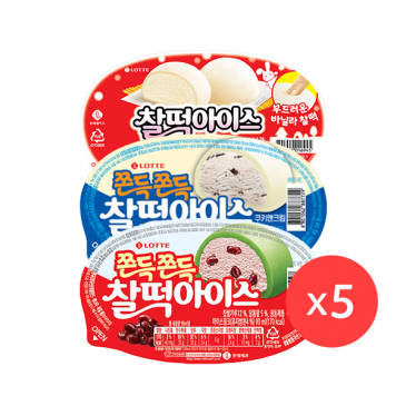 [롯데][빙과][무배] 찰떡아이스 세트(당통팥5+바닐라5+쿠앤크5)
