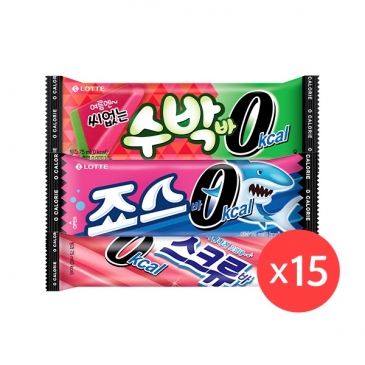 [롯데][빙과][무배] 0칼로리 아이스 45개(스크류바15+죠스바15+수박바15)