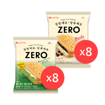 [롯데][빙과][무배] ZERO 모나카 16개(밀크8+말차8)