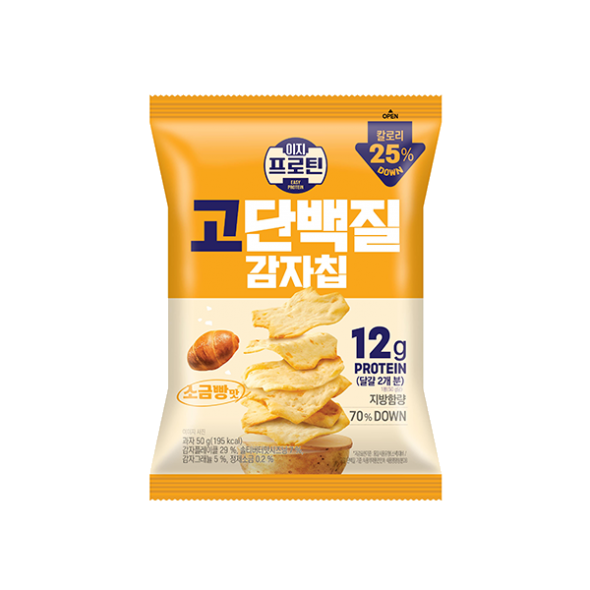 [롯데웰푸드]이지프로틴 고단백질 감자칩 소금빵맛 50g