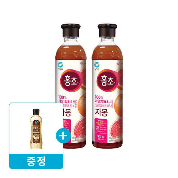 청정원 홍초 자몽 900ml x2개 + (증정) 청정원 알룰로스 시럽용 500g