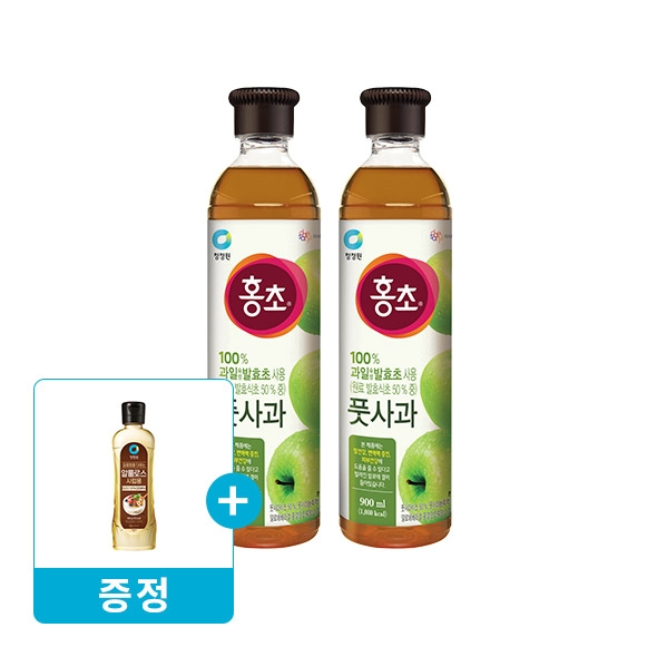 청정원 홍초 풋사과 900ml x2개 + (증정) 청정원 알룰로스 시럽용 500g