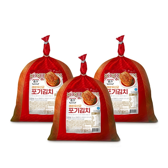 종가 생생유산균 포기김치 3.2kg x3개