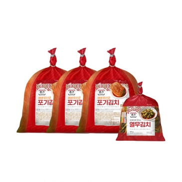 종가 생생유산균 포기김치 3.2kg x3개+ 열무김치 900g
