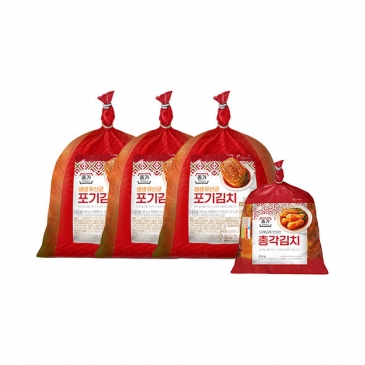 종가 생생유산균 포기김치 3.2kg x3개+ 총각김치 850g