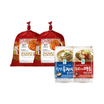 종가 전라도포기김치 2.8kg x 2개+청정원 냉면 2종(동치미+비빔) 