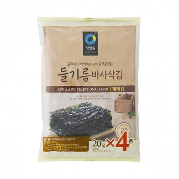 [대용량] 청정원 들기름 바사삭김 20g 32봉((1절x5매)4봉x8개/전장)