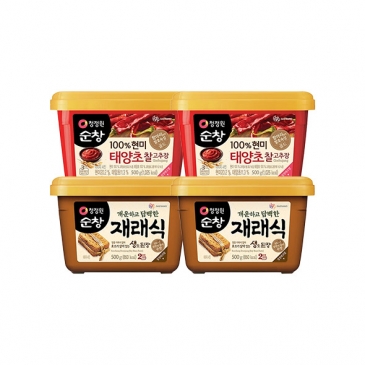 청정원 순창 현미 찰고추장 500gx2개+재래식 생된장 500gx2개