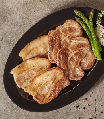 미트프로젝트 허브 먹은 돼지 삼겹&목살 반반팩 구이용 600g (냉장, 캐나다산)