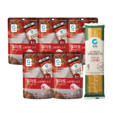 [타임특가]청정원 토마토 스파게티소스 1인분170gx5개+스파게티면 500g