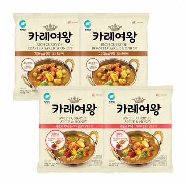 [타임특가]청정원 카레여왕 애플&허니 108g x2개+구운 마늘양파 108g x2개