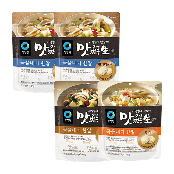 (주말특가)청정원 맛선생 멸치디포리 국물내기 한알 100g(25개입)x2개 + 멸치표고 한알 120g(4g*30ea)x2개/4,000P 추가적립