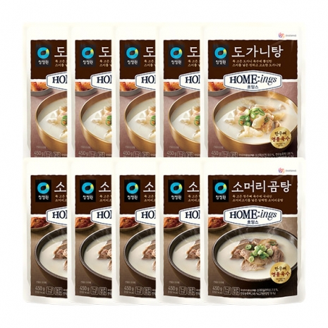 (주말특가)청정원 호밍스 도가니탕 450g x5개+소머리곰탕 450 x5개/4,000P 추가적립
