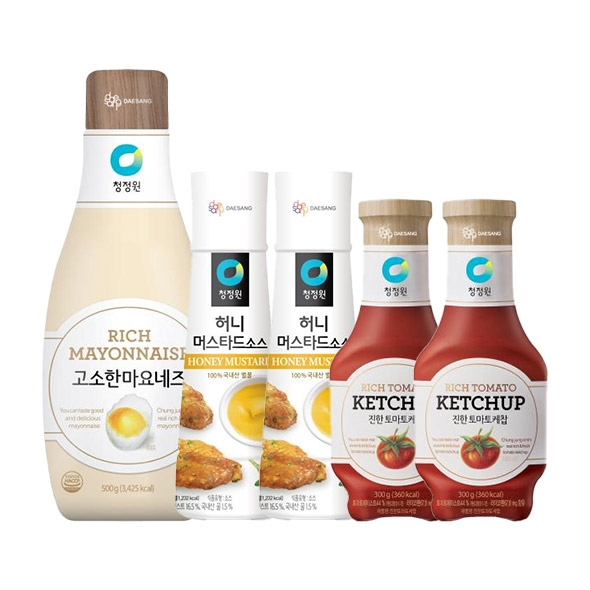 [타임특가]청정원 고소한마요네즈 500g +허니머스타드소스 320g x2개+진한토마토케찹 300g x2개