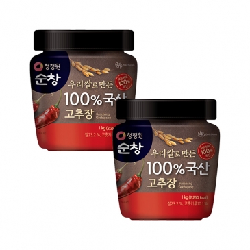 [명절식품] 청정원 100% 국산고추장 1kg x2개