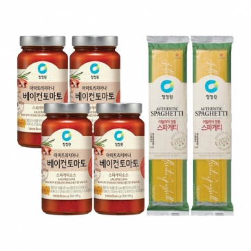[타임특가]청정원 베이컨토마토스파게티소스 600g x4개+스파게티면 250g x2개