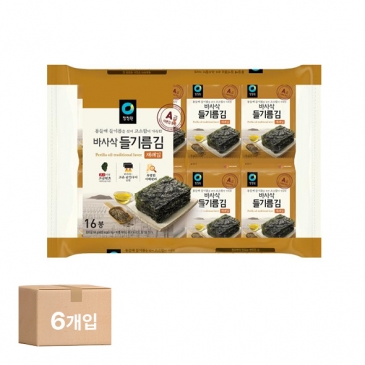 [박스]청정원 들기름 바사삭김 4g 96봉(16봉x6개)